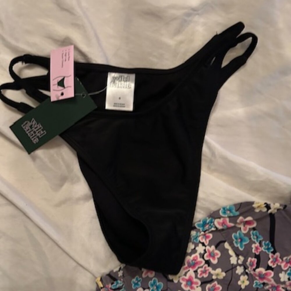 NEW size small black  bikini swim wear suit bottom womens low rise super cheeky